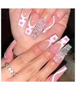 24Pcs/box Press On Nails with Glue Long Coffin Glossy Glitter Fake Nail ... - €6,08 EUR
