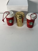 Three Mini 2014 Starbucks Tumblers Christmas Ornaments - £15.14 GBP