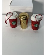 Three Mini 2014 Starbucks Tumblers Christmas Ornaments - £14.97 GBP