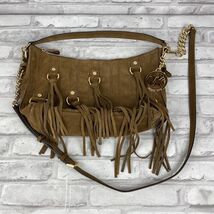 Michael Kors Presley Tan Brown Suede Purse Fringe Tassels New Without Tags - $128.09