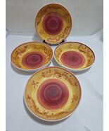 VTG NEW The Main Ingredients 4 Pc Pasta Bowls 8.5" Open Box Red Wine Yellow - $26.10