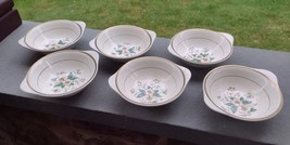 Set of 6 Edwin Knowles Carolina Lugged Cereal Bowls White Flowers Green Leaves - £31.10 GBP
