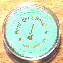 (1) Hard Rock Casino ROULETTE Chip - Green - Guitar - LAS VEGAS, Nevada - $8.95