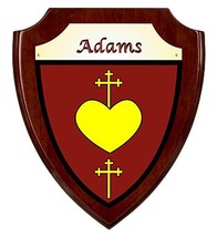 Adams Irish Coat of Arms Shield Plaque - Rosewood Finish - £34.26 GBP