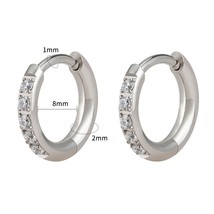 Right Grand 1 Pair Implant Grade Titanium Cubic Zirconia Huggie Hoop Earrings He - £17.92 GBP