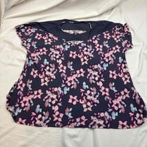 Lane Bryant LIVI Teens Blouse Multicolor Short Sleeve Floral Lace Size 2... - £15.82 GBP