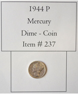 1944 P, Mercury Dime, # 237, Mercury Dime, dimes, vintage money, vintage... - $18.70