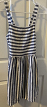 Girl&#39;s Linen Jumper/Dress by Carter&#39;s Kid Sz 12/12A Blue &amp; White - £7.76 GBP