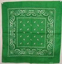 22&quot;X22&quot; Paisley Green Bandana (Premium Fade Resistant) - £10.59 GBP