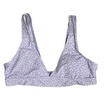 Shein Dalmatian Print Deep Plunge Bikini Top Size M Lilac Purple White NWOT - $9.89