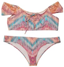 2 Pc Raisins Juniors Off-The-Shoulder Strappy Bikini Top &amp; Cheeky Bottom... - $14.84