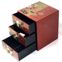 Vintage KYO Lacquer ware Three Drawer Trinket Jewelry Box Japan - $34.00