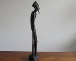 Vintage African Hand Carved Elder Old Dark Wood Man Walking Stick Figure... - $25.00