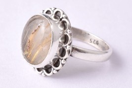 925 Sterling Silver Rutile Quartz Gems Rose Gold/Gold Plated Ring Women GRS1258 - £27.34 GBP+