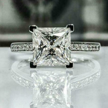 14K White Gold Over 8mm Big Solitaire Princess Cut Moissanite Engagement Ring - £75.19 GBP