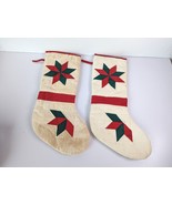 Rare Vintage Quilted Christmas Stockings Poinsettia  Star Flower Holiday... - £50.87 GBP