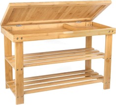 Entryway Organizing Shelf With Storage Drawer On Top (Natural) Shoe Rack... - £58.29 GBP