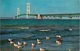Mighty Mackinac Bridge Michigan Postcard Unposted - £7.86 GBP