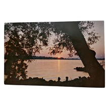 Postcard Sunset On Beautiful Winona Lake Bible Conference Indiana Chrome - £5.38 GBP