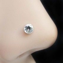 Petit 925 Argent Simple Pierre Blanc Zircone Indien Nez Bague Push Broche - £7.78 GBP