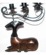 Wood and Metal Reindeer 5 Taper Candle Holder Centerpiece 12&quot; Tall x 9.2... - £21.70 GBP