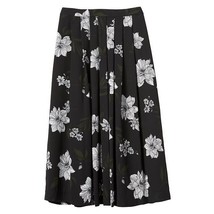 NWT Womens Size 6 Banana Republic Black Print Pleated Button-Front Midi Skirt - £21.92 GBP