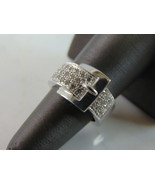 Womens Vintage Estate 14K White Gold Diamond Buckle Ring 10.7g E3374 - £1,143.91 GBP