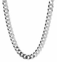 Men&#39;s Cuban Link Chain Necklace 20&quot; 14K White Gold Plated on Silver - £87.04 GBP