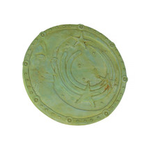 Celestial Moon and Stars Design Verdigris Finish Round Cement Step Stone 10 Inch - £28.50 GBP