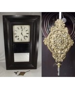 antique SESSIONS Ogee clock Shelf USA old mantel mantle key pendulum MIRROR - $125.89