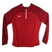 Womens Red Workout Shirt Medium 1/4 Zip Nike Dri-Fit Long Sleeve - $27.10