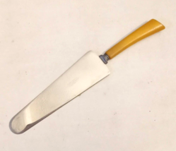 BURNS NY BAKELITE Serrated Cake Knife VTG Stainless Spatula Butterscotch... - $9.84