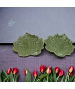 Set of 2 Olfaire Light Green Maple Leaf Snack Plate  7 1/2” Made In Port... - £22.29 GBP