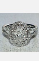 2.00 Karat Ovaler Künstlicher Diamant Doppel Halo Verlobungsring 14k Weiss Gold - £102.06 GBP