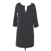 J. Crew Black Tunic Dress Medium 100% Cotton 3/4 Sleeve Knee Length Spli... - $41.58
