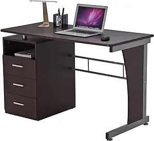 Techni Mobili Drawers Computer Desk, 48&quot; W x 23&quot; D x 30&quot; H, Chocolate - $363.99