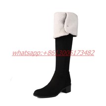 New winter flat cuffed women high boots large size women velvet over knee boots  - £156.42 GBP