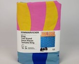 Ikea SOMMARVICKER King Duvet Cover &amp; 2 Pillowcases Blue/Light Pink New - $52.46