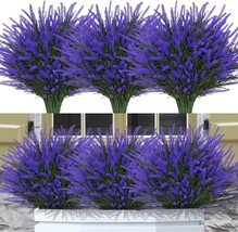 12 Bundles Fake Outdoor Flowers Uv Resistant Plants Artificial Lavender,... - $31.99