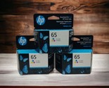 3x Genuine HP 65 Tri-Color Ink Cartridges Genuine OEM EXP 5/2023 Bundle Lot - £26.00 GBP