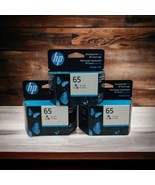 3x Genuine HP 65 Tri-Color Ink Cartridges Genuine OEM EXP 5/2023 Bundle Lot - £25.44 GBP