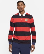 Nike DRI-FIT Polo Striped Long Sleeve Rugby Red Navy Blue Small DD8947-410 S - £72.16 GBP