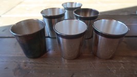 GOOD Set of SIX ~ SILVER Plated ~ Small CUPS ~ c1950 2.25 x 2.25 inches - $17.82