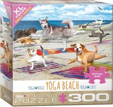 Dogs And Cats Yoga Beach Jigsaw Puzzle (300-Piece) - £23.89 GBP