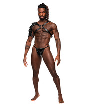 Aquarius PU Leather Chest Harness w/Half Sleeve Black O/S - £43.39 GBP