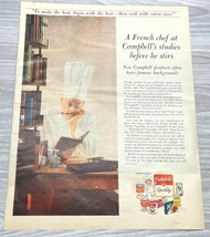 Campbell&#39;s Soup 1958 Vintage Print Ad French Chef Cook with Extra Care - £12.74 GBP