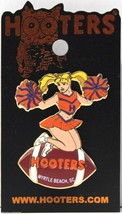 Sexy Hooters Girl Cheerleader Football Myrtle Beach, Sc Label Pin - Orange/Blue - £10.18 GBP