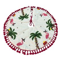 En Vogue International Christmas Flamingo Palm Tree Skirt with Tassel Trim – 24” - $18.00