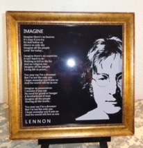 Framed John Lennon Photo With Lyrics To Imagine In Vintage Gold Frame 12.5&quot;x12.5 - £29.45 GBP