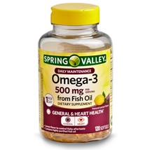 Spring Valley Omega-3 Fish Oil Softgels General &amp; Hear Health 500 mg 120... - $30.79
